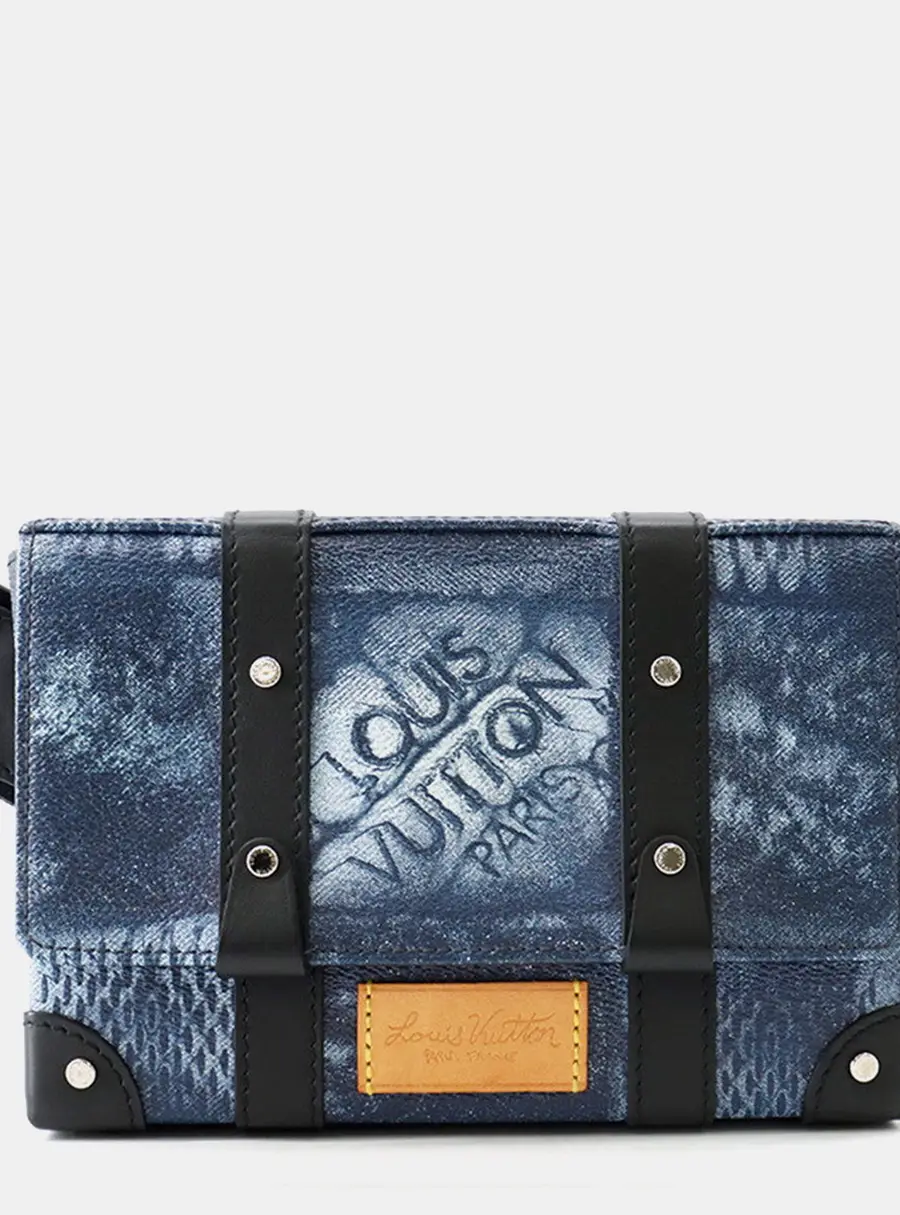 Louis Vuitton Trunk Sling Bag Blue Damier Salt Leather Messenger Bag