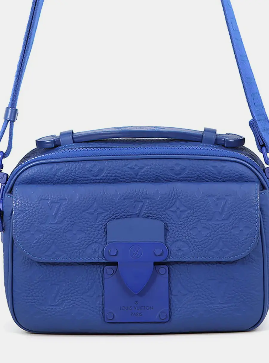 Louis Vuitton Spadlock Messenger Blue Taurillon Monogram Leather Shoulder Bag