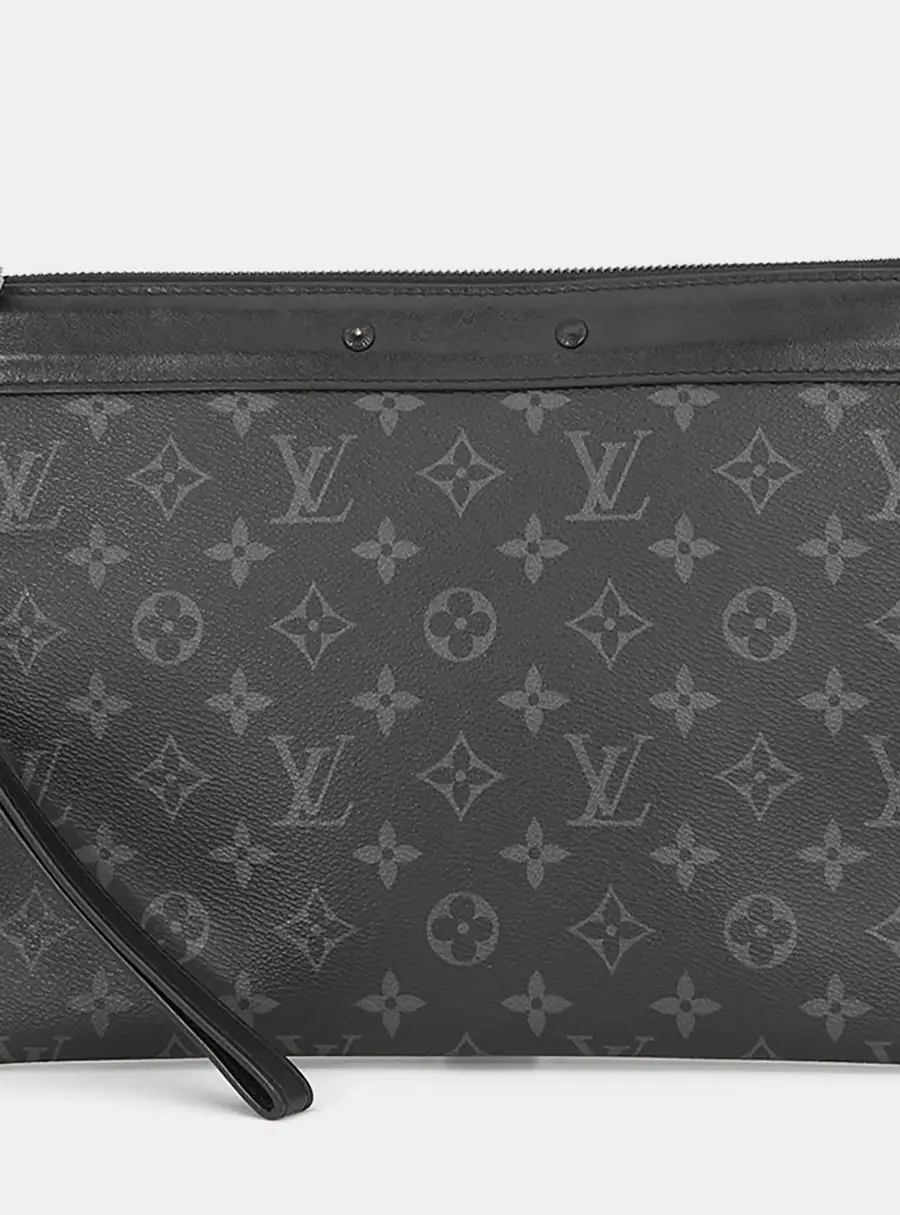 Louis Vuitton Pochette To Go GM Black Monogram Canvas Clutch Bag