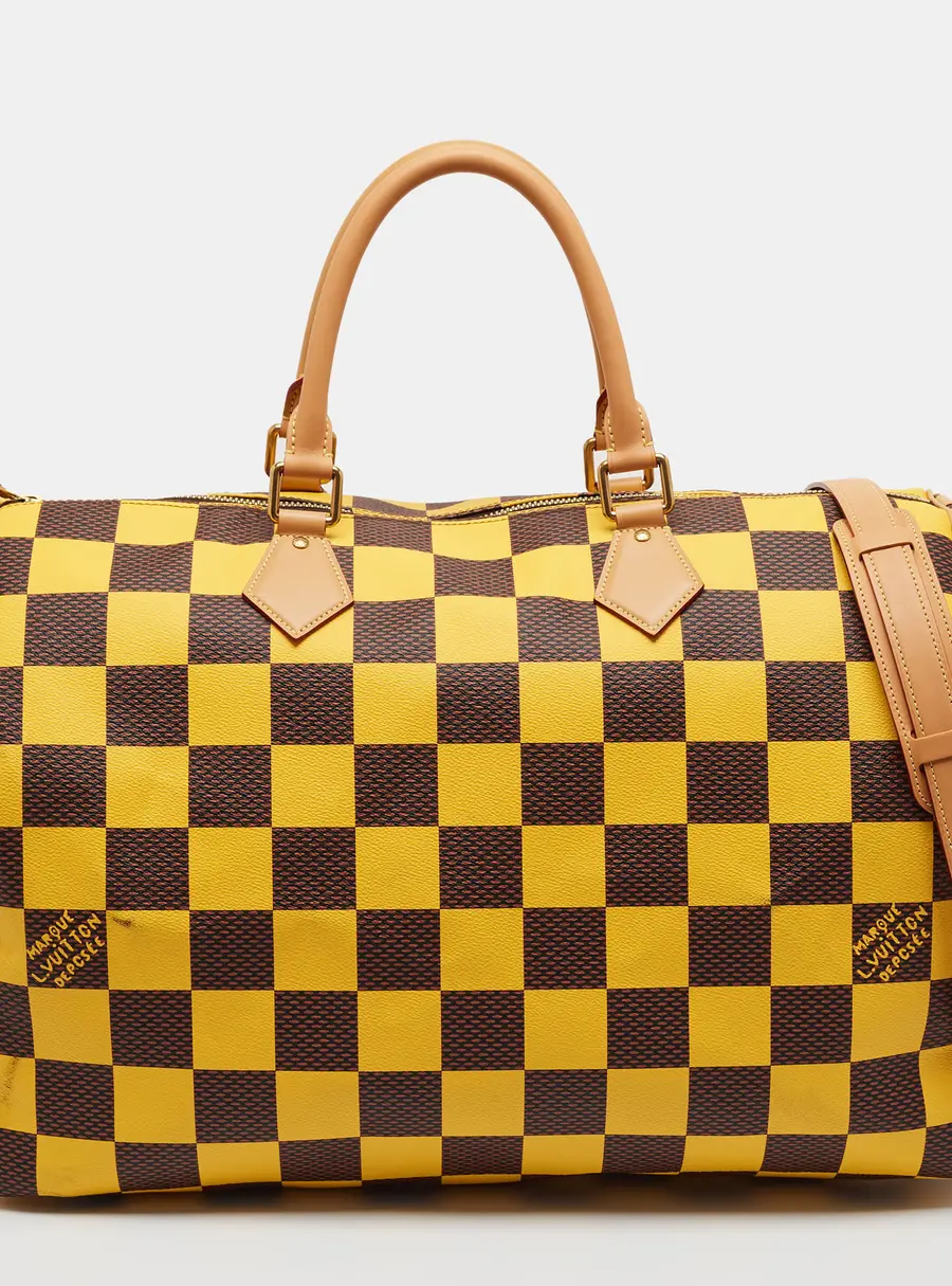 Louis Vuitton Speedy Bandouliere 50 Yellow Damier Pop Canvas Duffel Bag