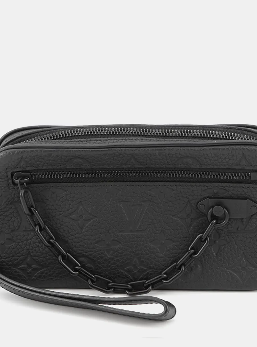 Louis Vuitton Pochette Volga PM Black Monogram Empreinte Leather Pouch Bag