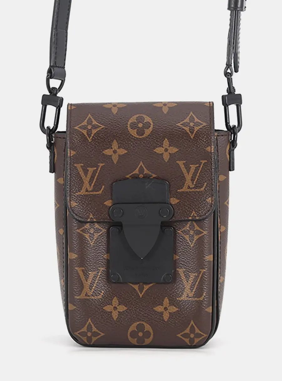 Louis Vuitton Spadlock Vertical Wearable Wallet Noir Monogram Macassar Canvas Crossbody Bag