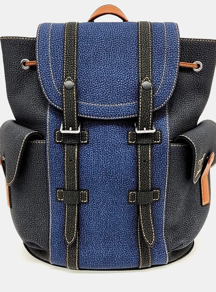 Louis Vuitton Christopher PM Navy Blue Taurillon Monogram Leather Backpack Bag