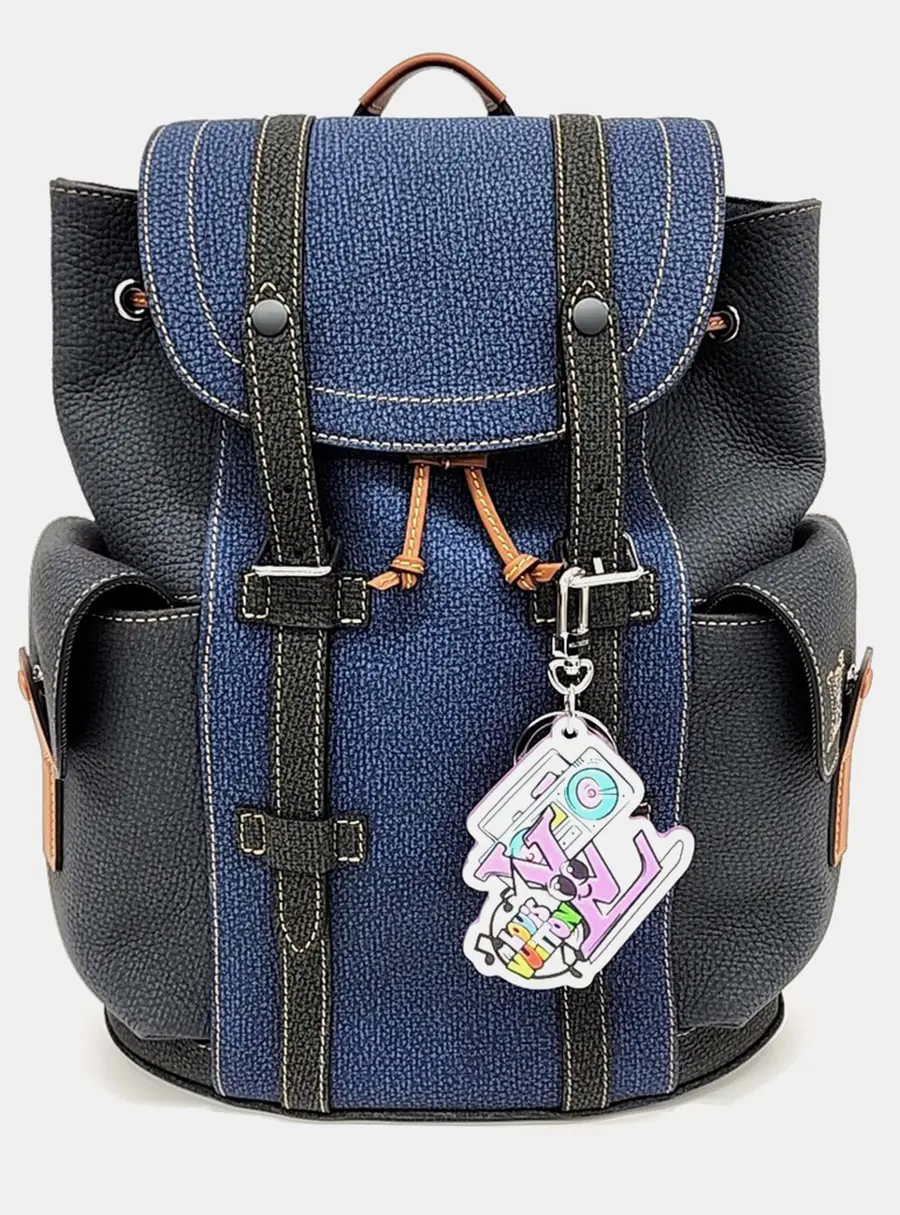 Louis Vuitton Blue/Navy Blue Leather Christopher Backpack PM M21373 Bag Charm