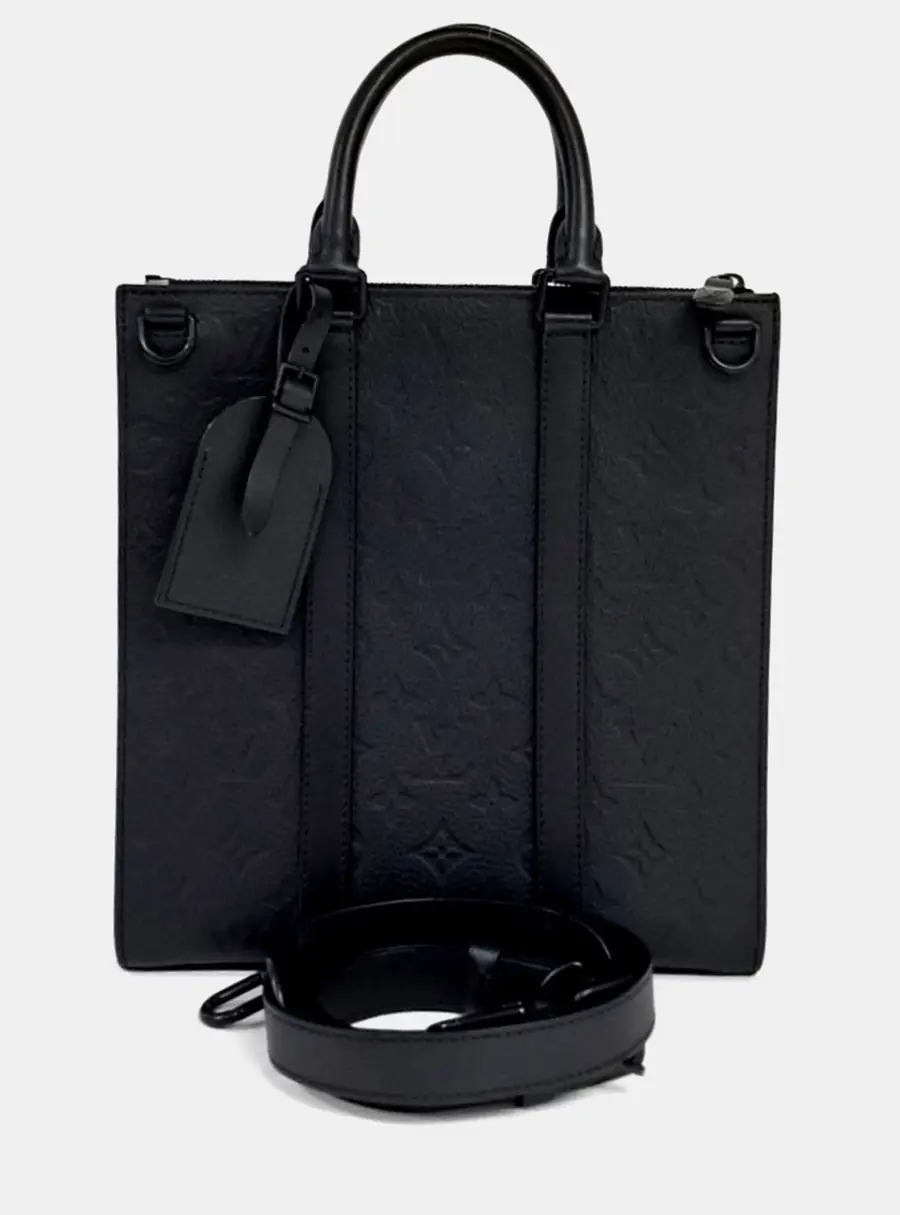 Louis Vuitton Sac Plat NV MM Black Monogram Empreinte Leather Top Handle Bag