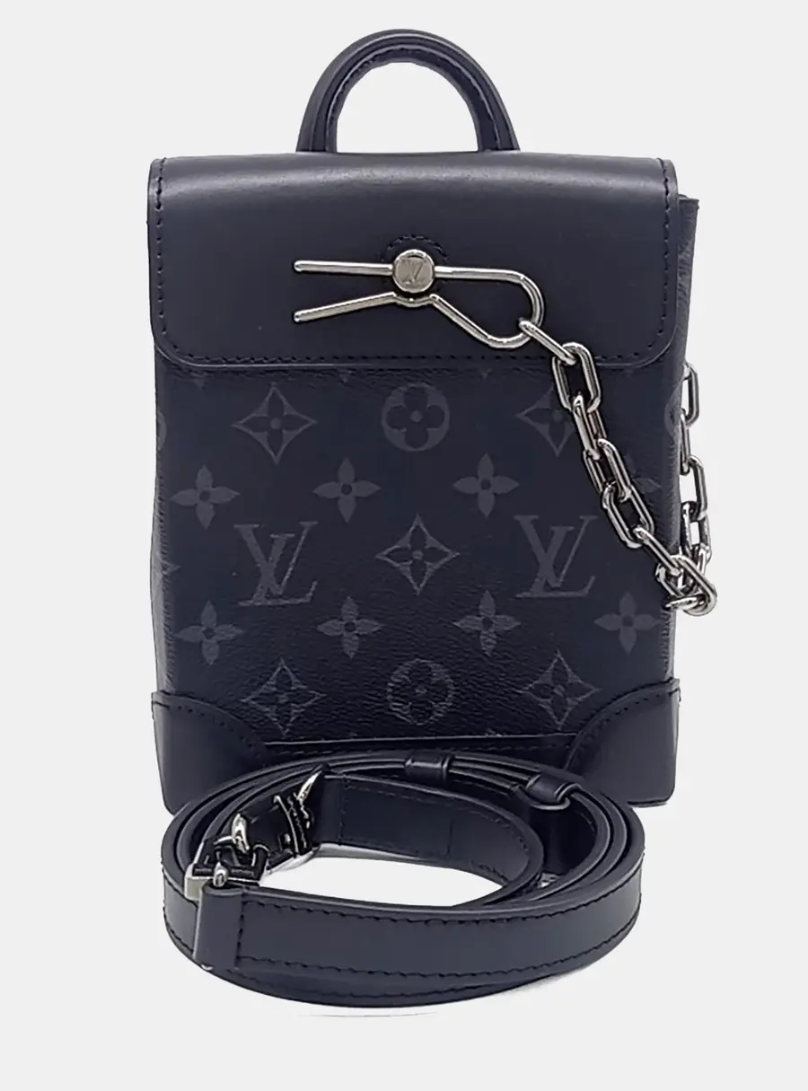 Louis Vuitton Nano Steamer Black Monogram Canvas Top Handle Bag