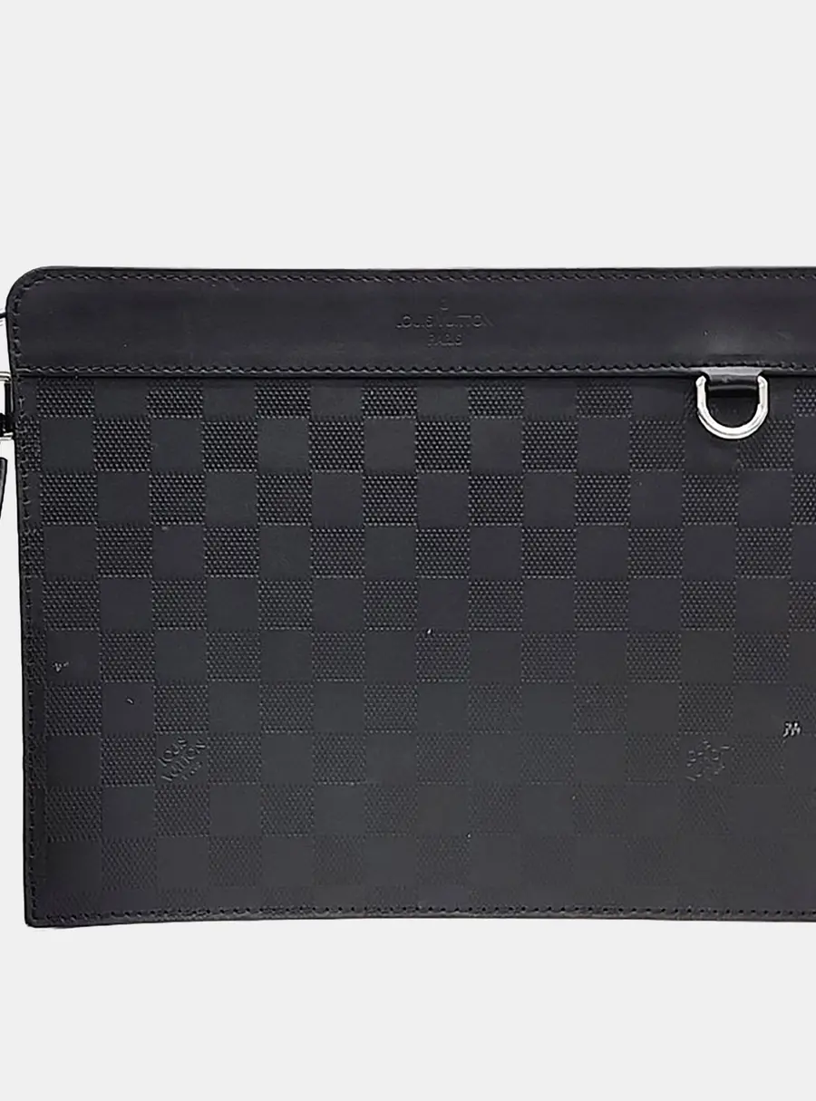Louis Vuitton Standing Clutch Black Damier Infini Leather Clutch Bag