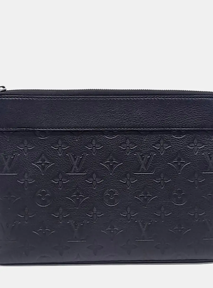 Louis Vuitton Black Leather Shadow Pochette Voyage Souffle