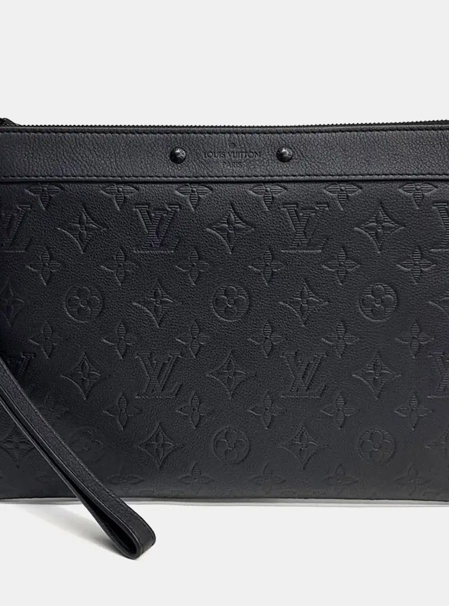 Louis Vuitton Black Leather Shadow Pochette To Go M81570
