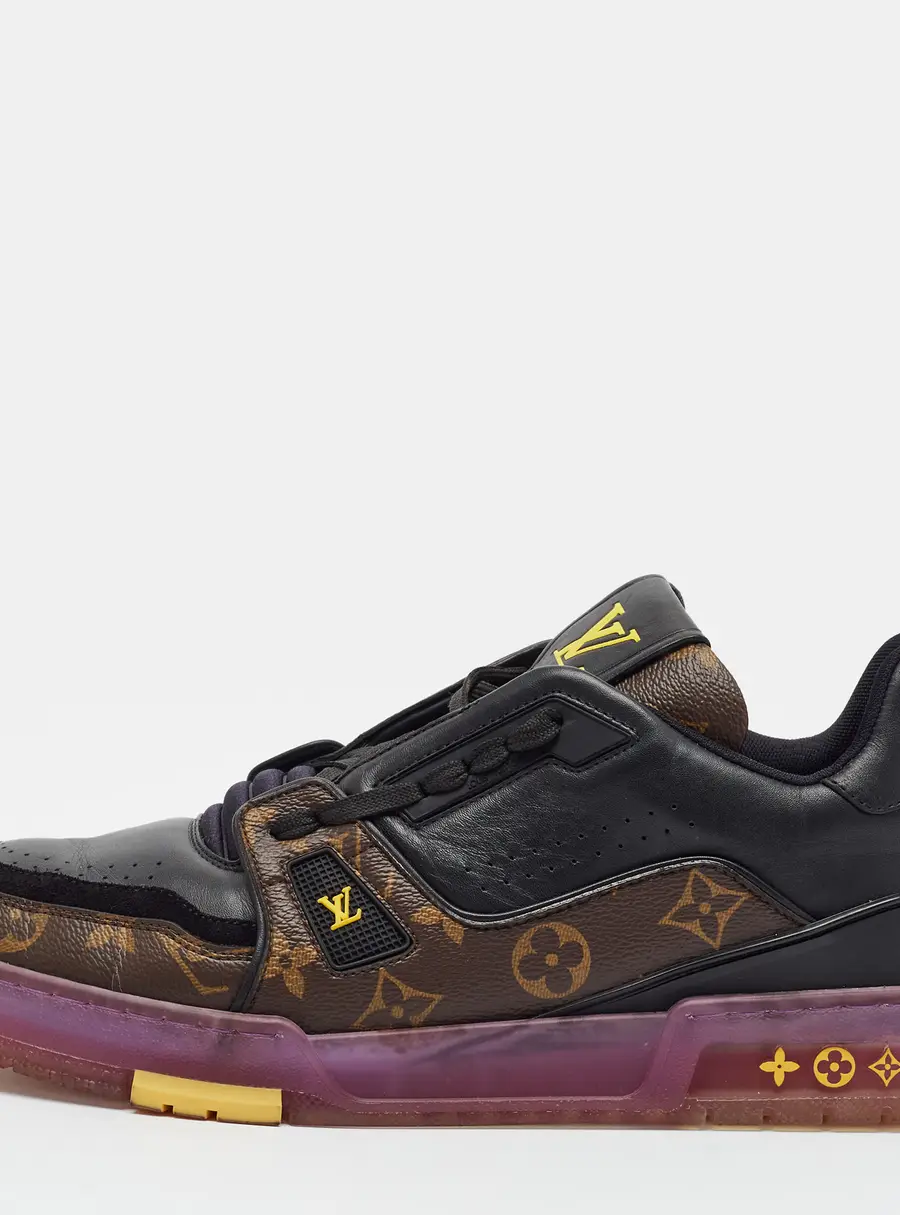 Louis Vuitton LV Trainer Size 42 Black Leather and Monogram Canvas Low Top Sneakers