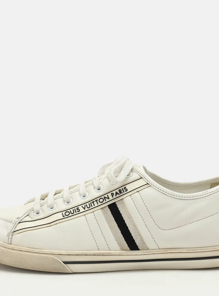 Louis Vuitton White Leather Low Top Sneakers Size 42