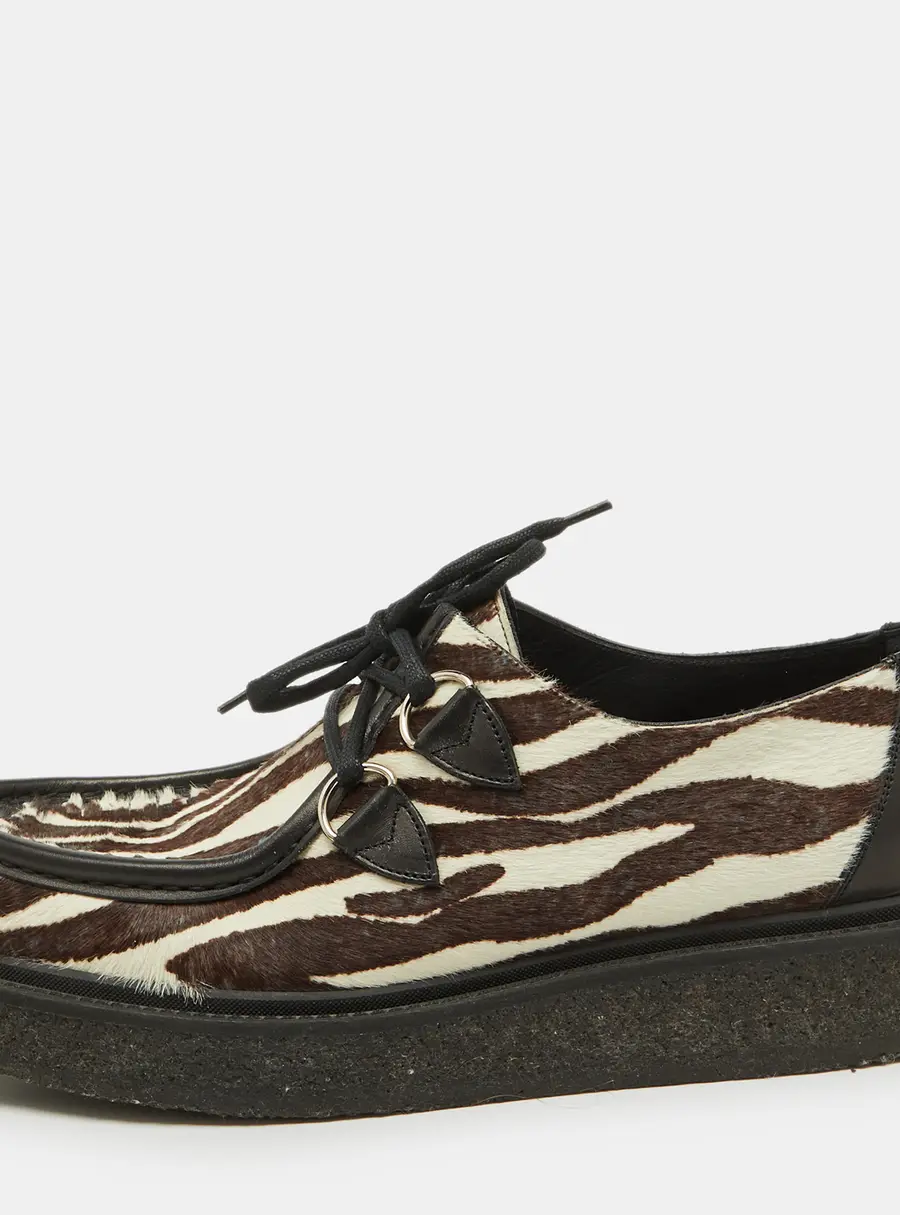 Louis Vuitton Brown Animal Print Calf Hair Creepers Platform Oxfords Size 43