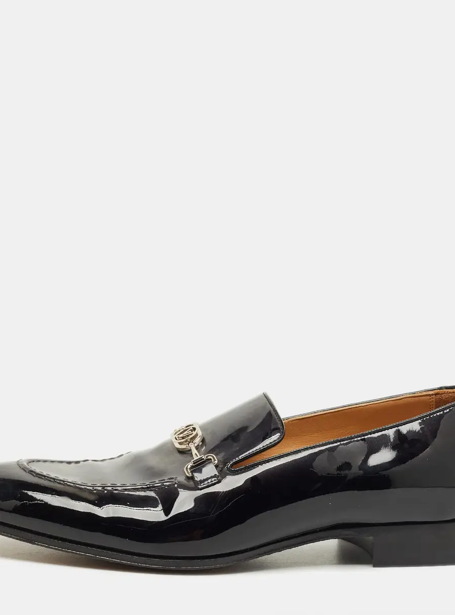 Louis Vuitton Black Leather Slip on Loafers Size 40.5