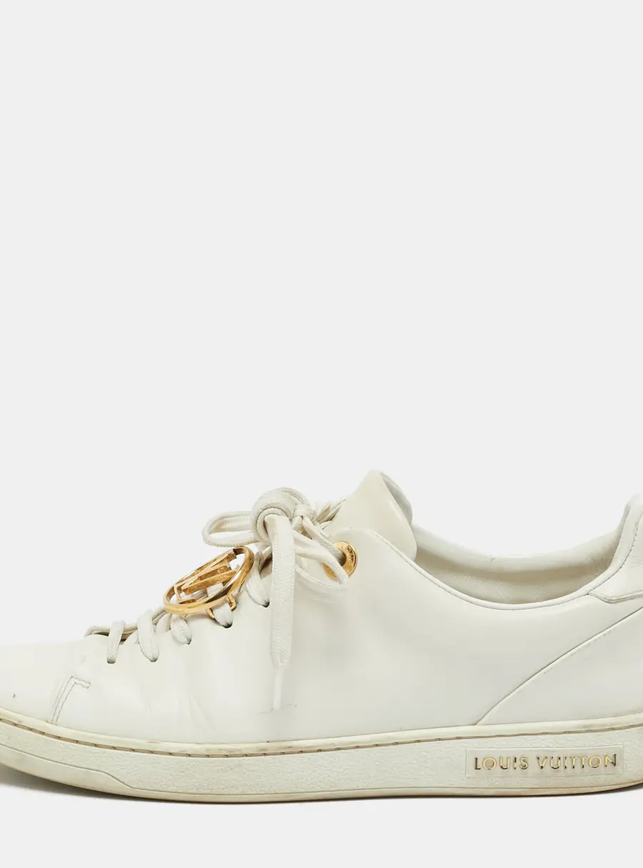 Louis Vuitton White Leather Frontrow Lace Up Sneakers Size 36