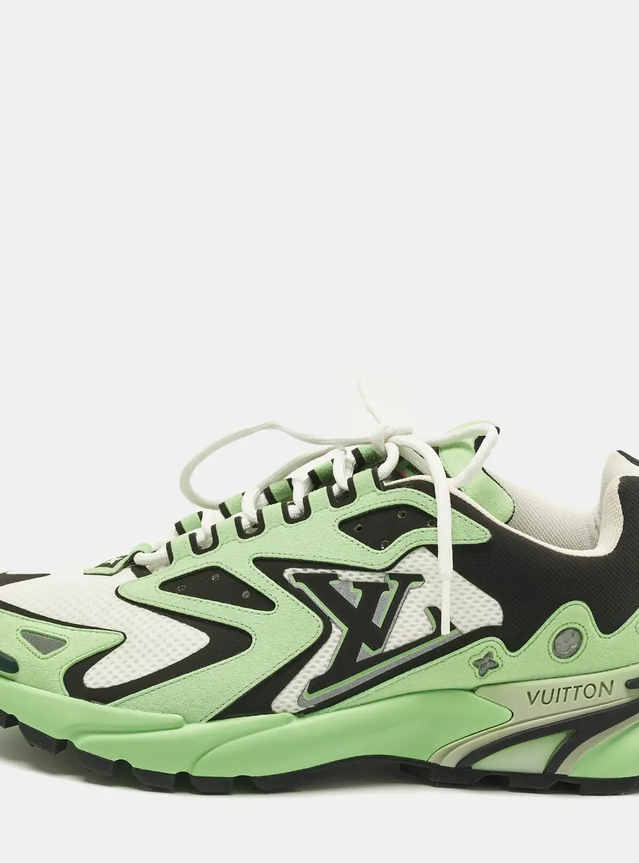 Louis Vuitton LV Runner Tatic Size 42 Green Mesh and Suede Low Top Sneakers