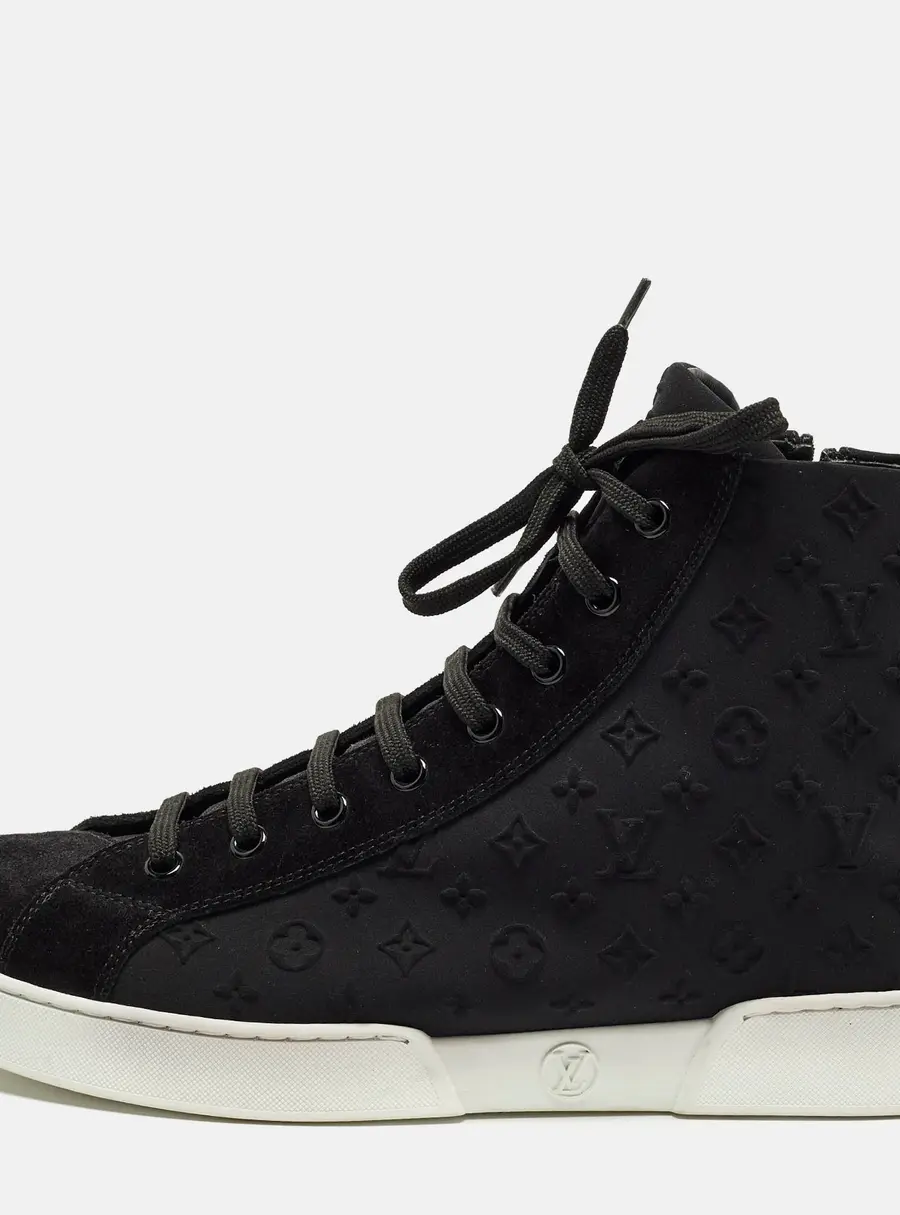 Louis Vuitton Stellar Size 39 Black Monogram Fabric and Suede High Top Sneakers