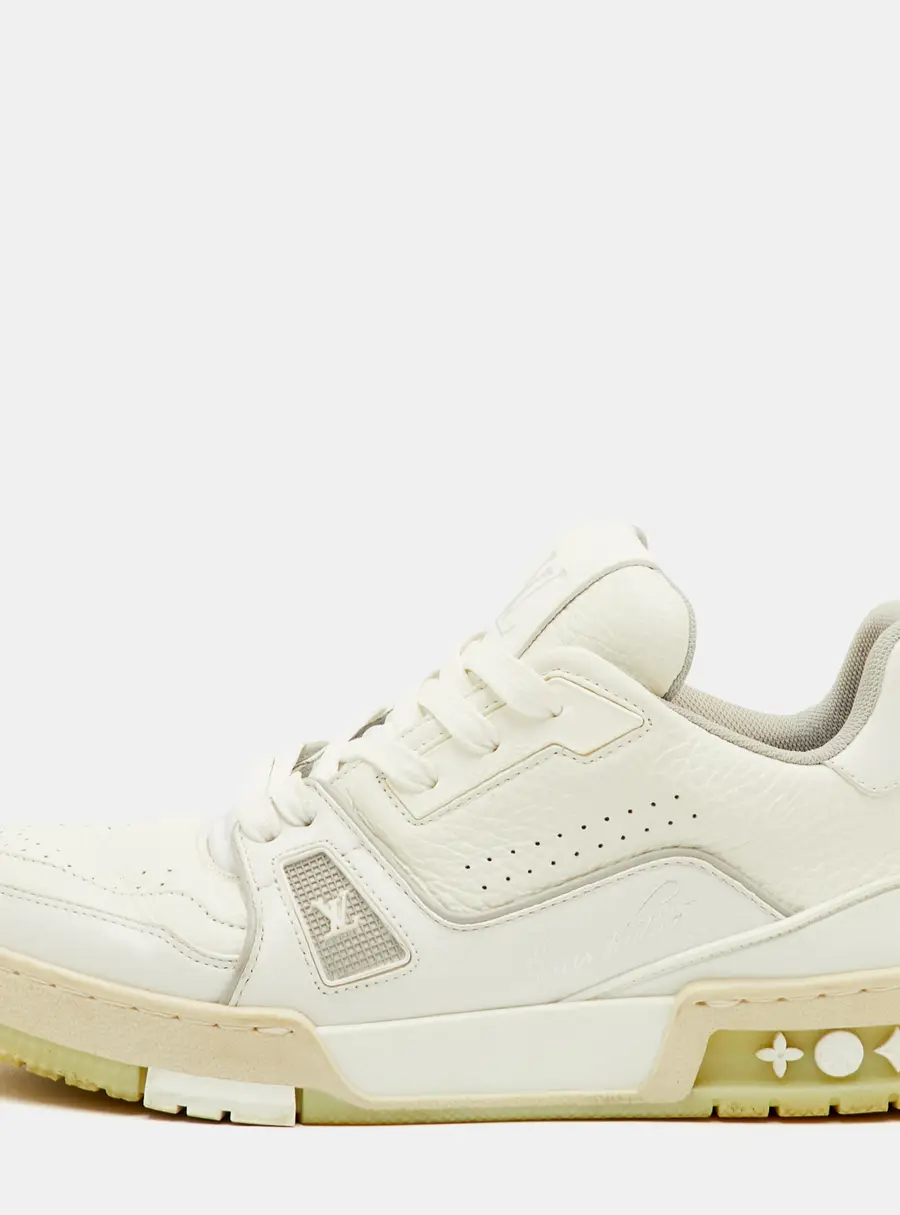 Louis Vuitton LV Trainer Size 38 White Leather Lace Up Sneakers