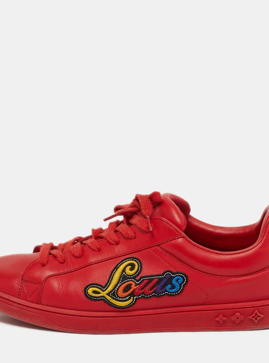 Louis Vuitton Luxembourg Size 41.5 Red Leather Low Top Sneakers