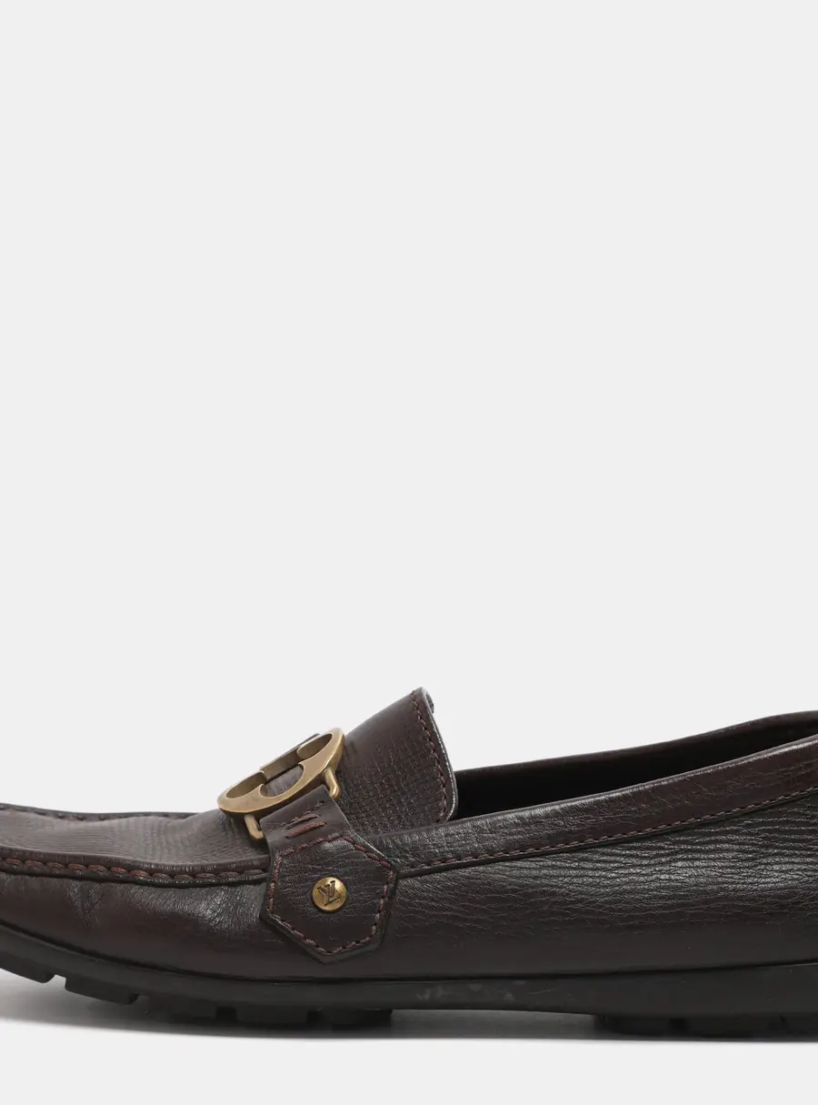 Louis Vuitton Flower Logo Size 42 Brown Leather Loafers