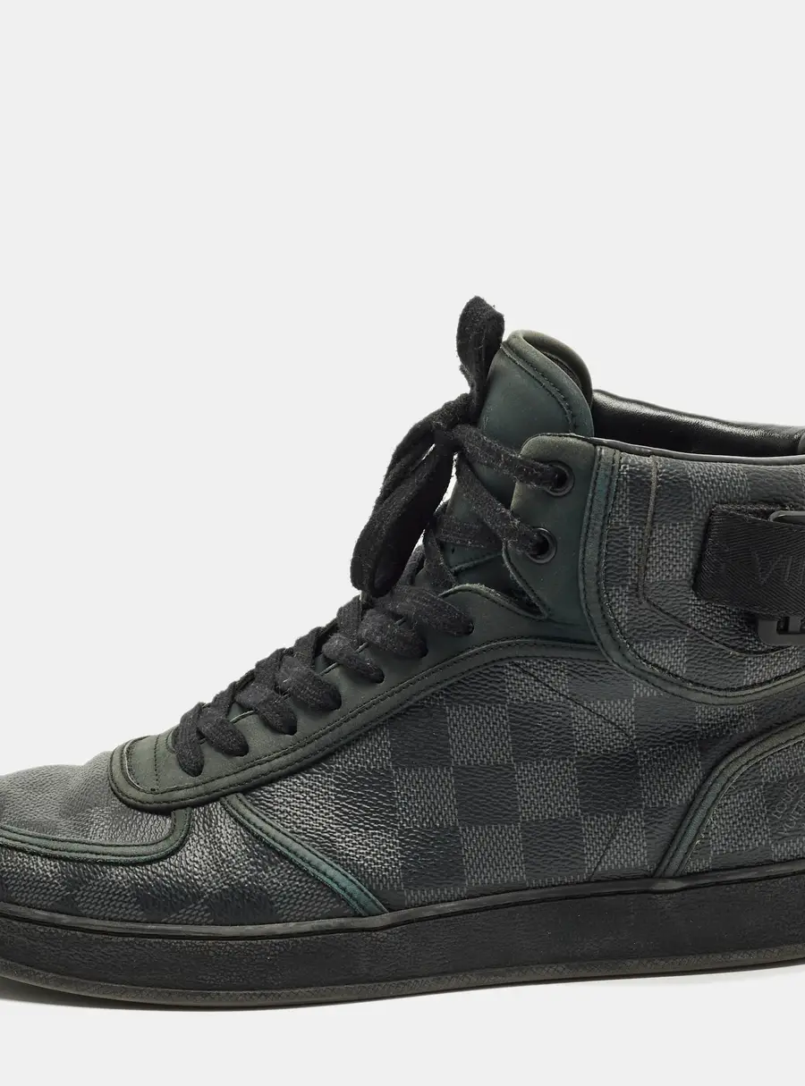 Louis Vuitton Rivoli Size 42 Grey/Black Damier Canvas and Leather High Top Sneakers