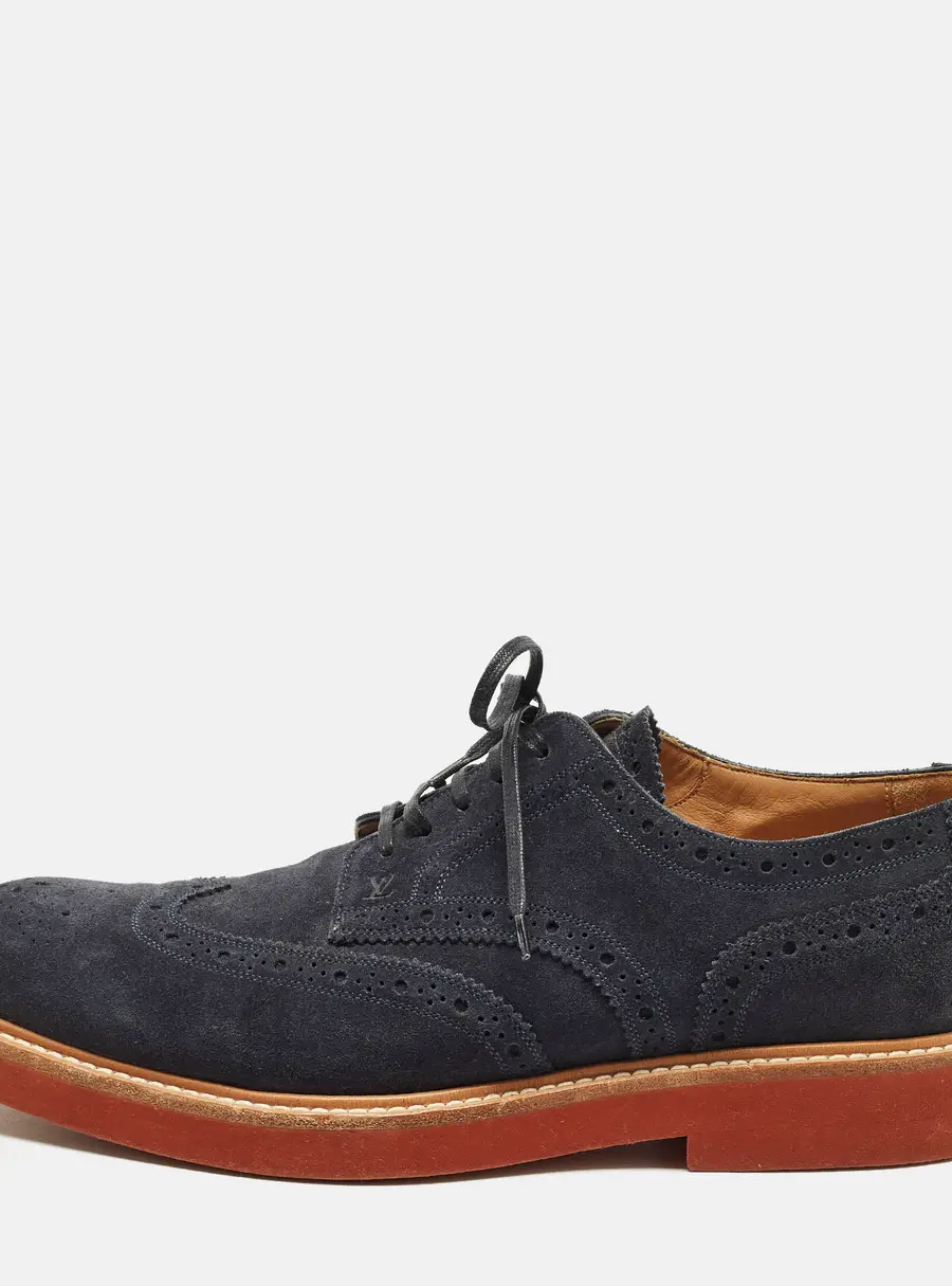 Louis Vuitton Size 41 Navy Blue Suede Brogues