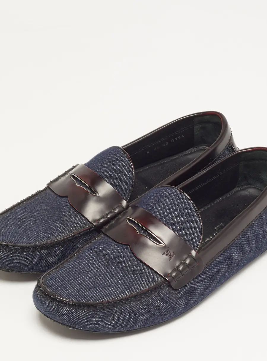Louis Vuitton Monte Carlo Size 43.5 Blue/Brown Denim and Leather Loafers