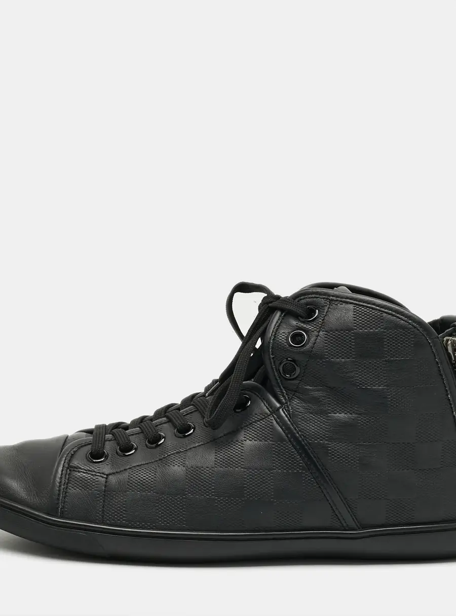 Louis Vuitton Infini Size 42 Black Damier Leather Lace Up Sneakers