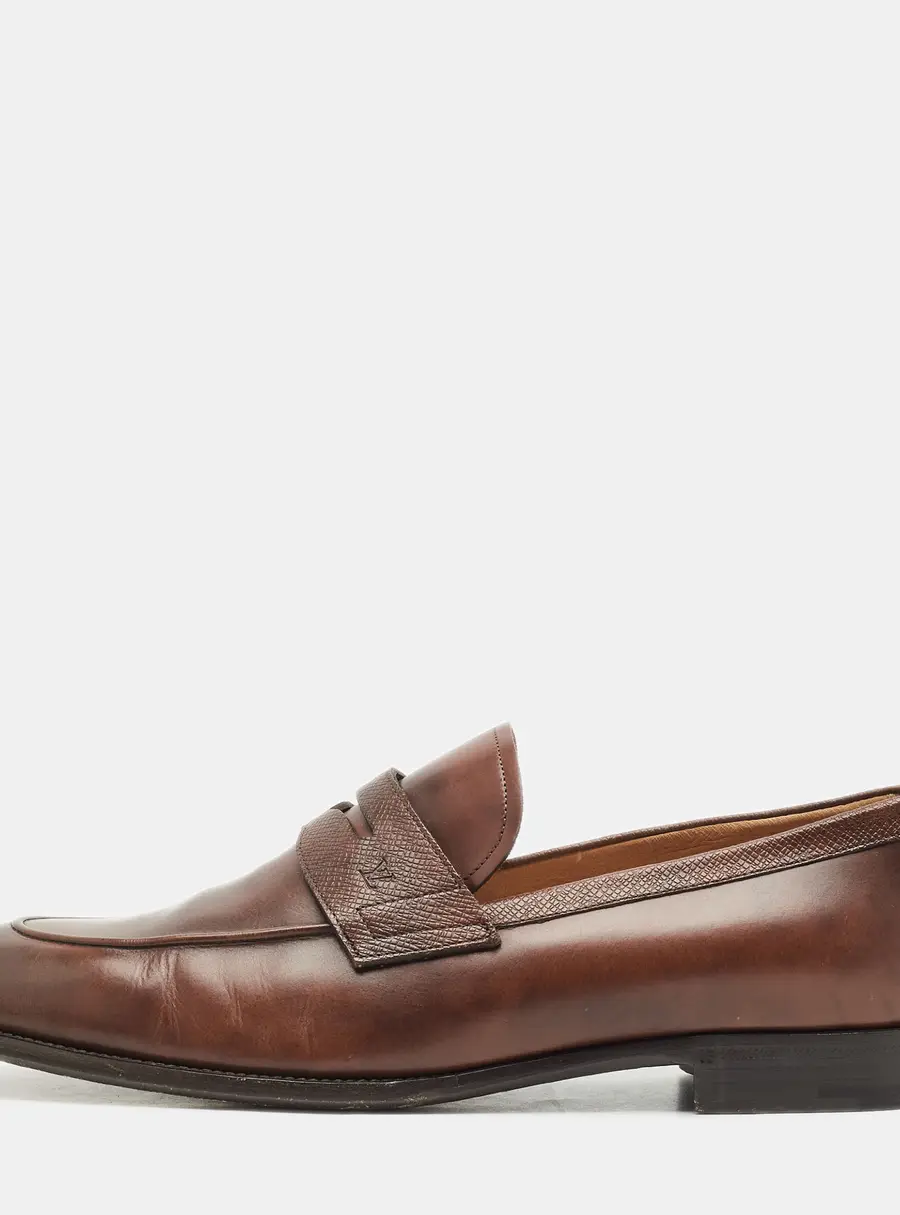Louis Vuitton Size 43.5 Brown Ombre Leather Penny Loafers
