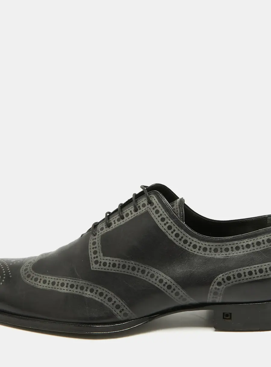 Louis Vuitton Wing Tips Size 42.5 Black/Green Leather Oxfords