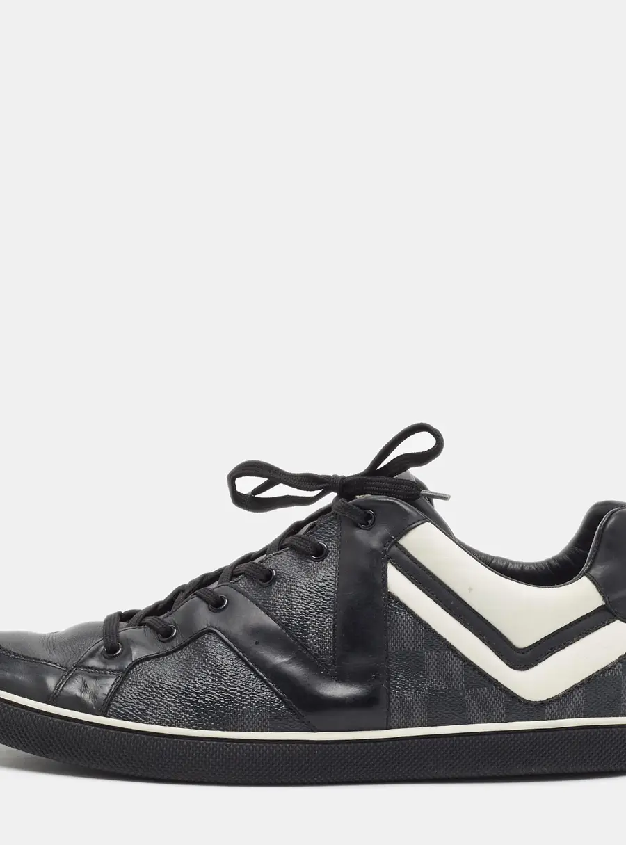 Louis Vuitton Size 46 Black/White Damier Hero Graphite Leather Low Top Sneakers