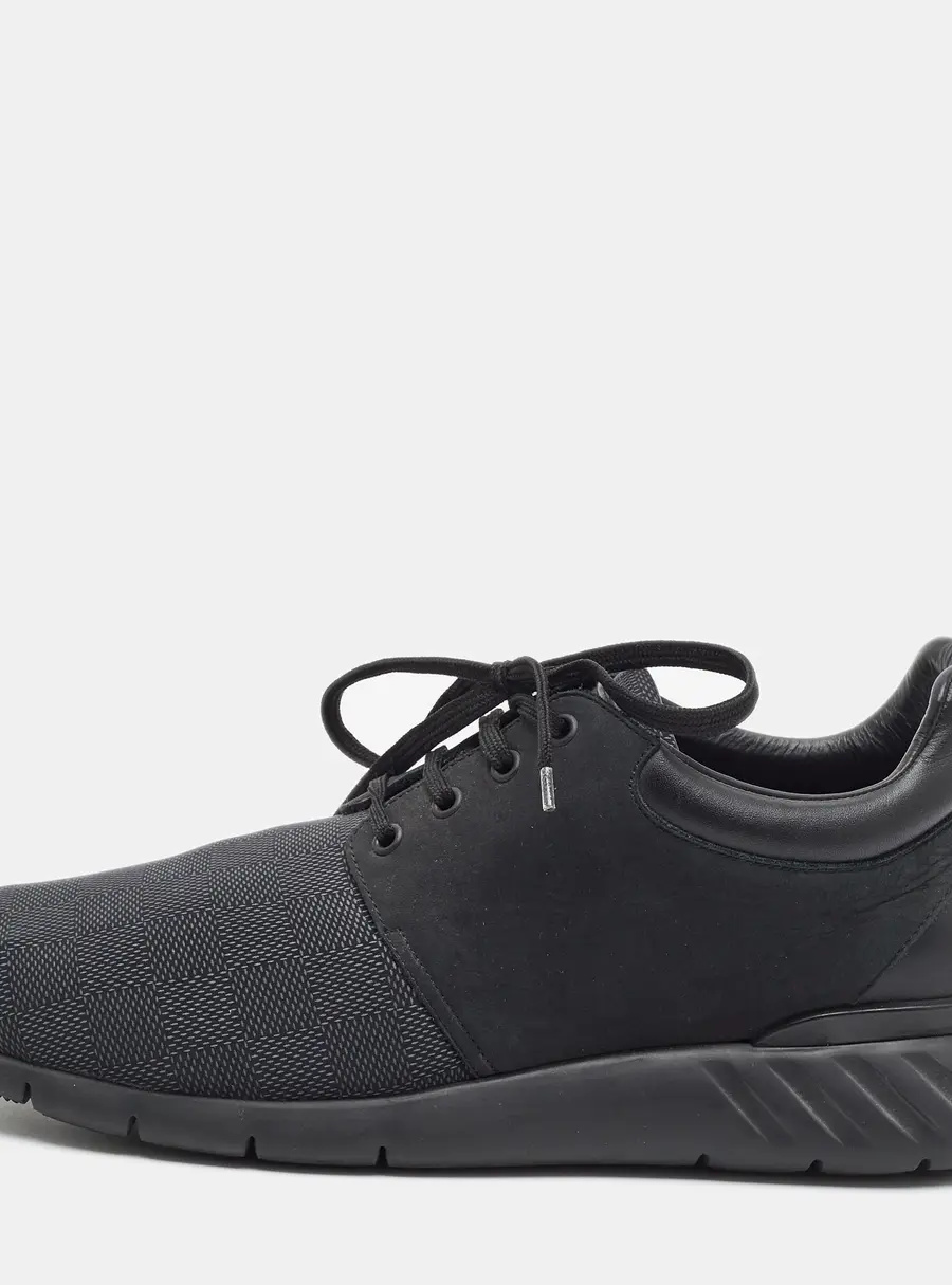 Louis Vuitton Fastlane Size 42.5 Black Damier Fabric and Nubuck Leather Lace Up Sneakers