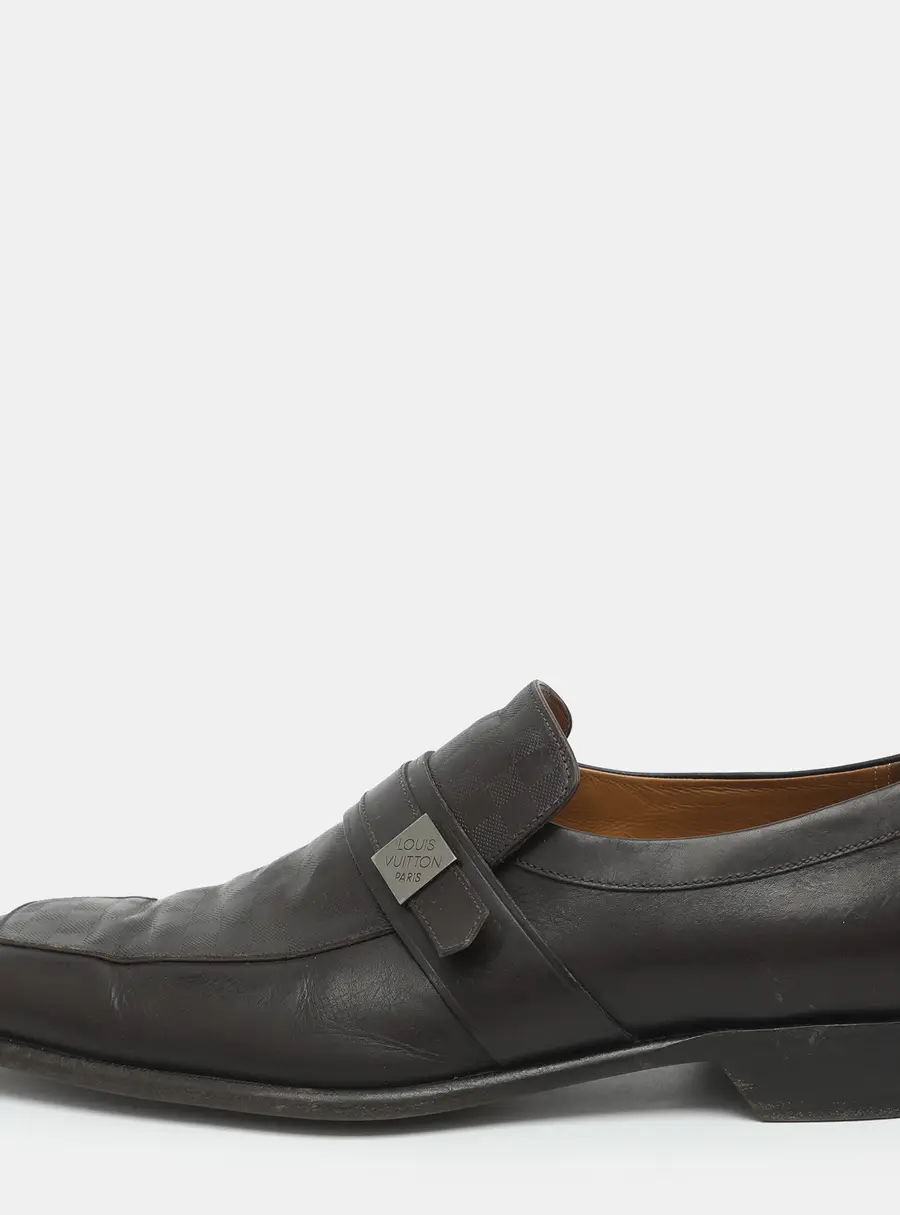 Louis Vuitton Size 45 Brown Damier Embossed Leather Loafers