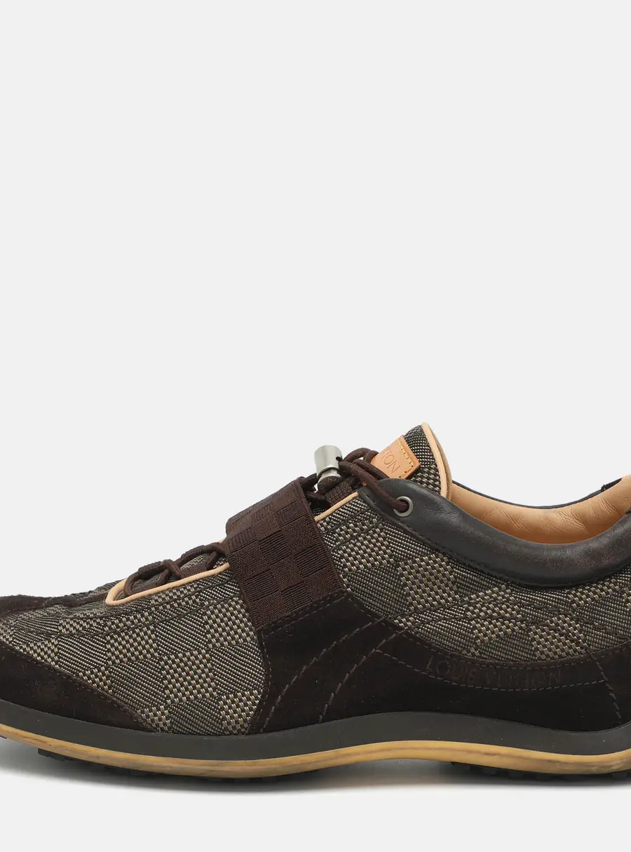 Louis Vuitton Size 42.5 Brown Suede and Fabric Low Top Sneakers