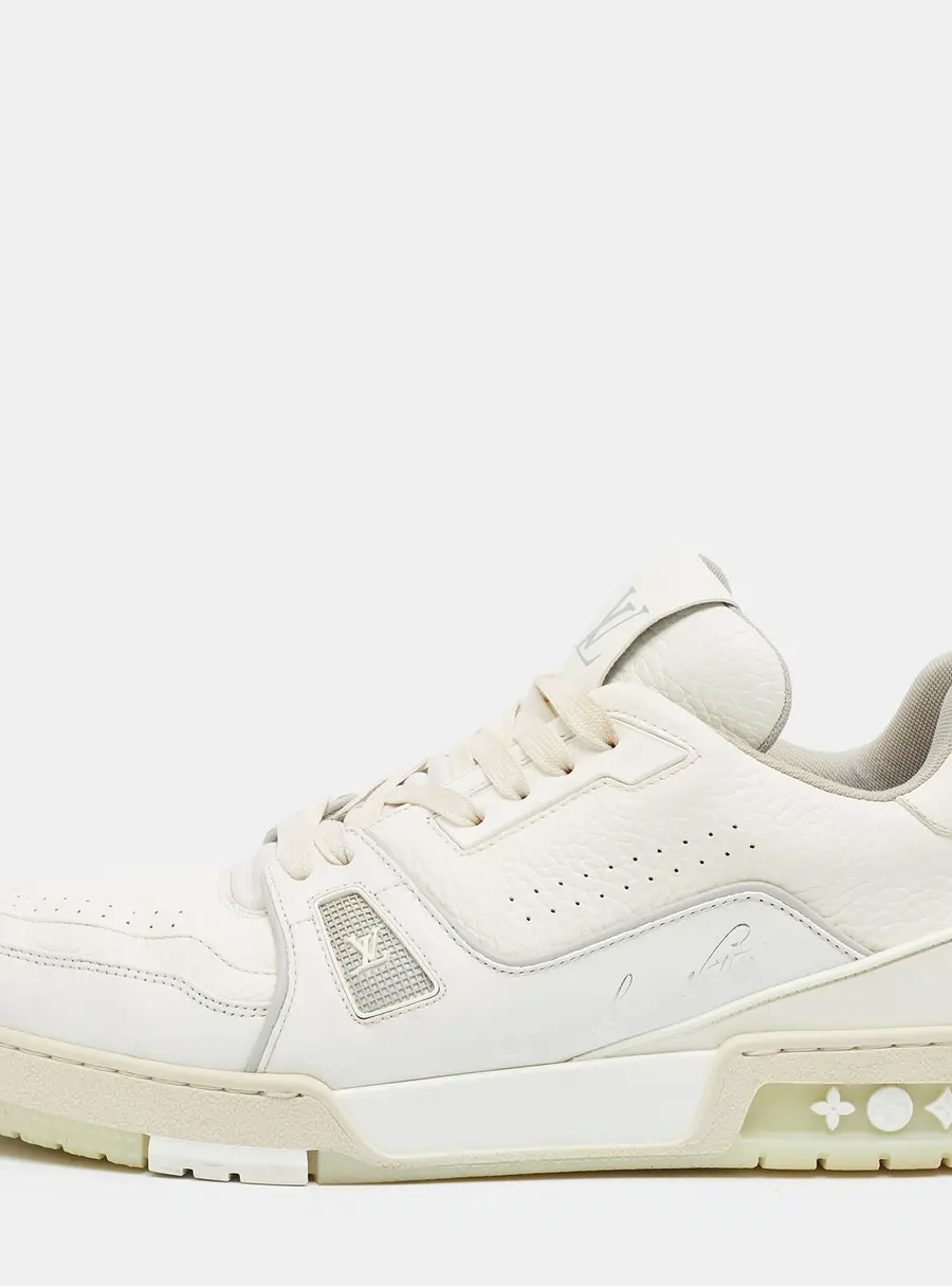 Louis Vuitton LV Trainer Size 43 White Leather Lace Up Sneakers