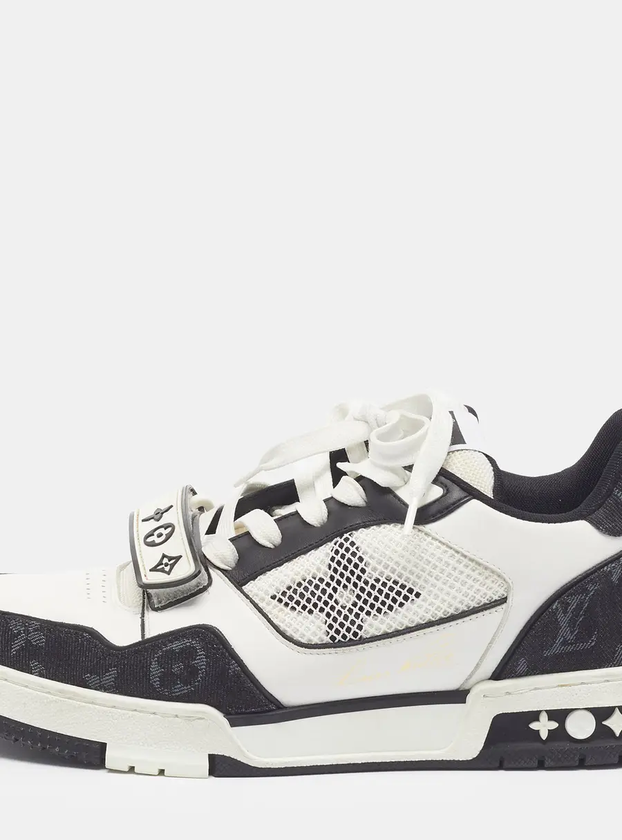 Louis Vuitton LV Trainer Size 41.5 White/Black Monogram Canvas and Leather Low Top Sneakers