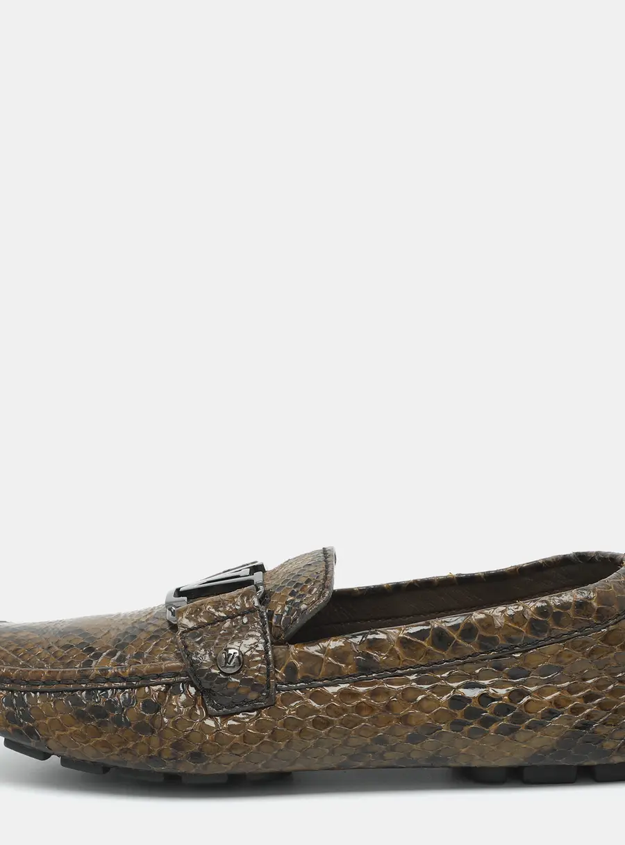 Louis Vuitton Monte Carlo Size 42 Green Python Leather Loafers
