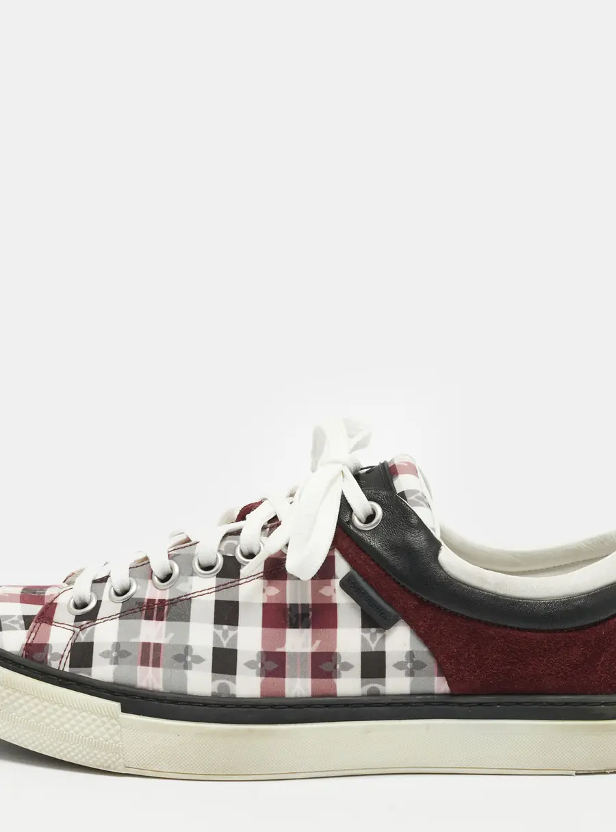 Louis Vuitton Twister Size 41 Burgundy/White Coated Canvas and Suede Lace Up Sneakers