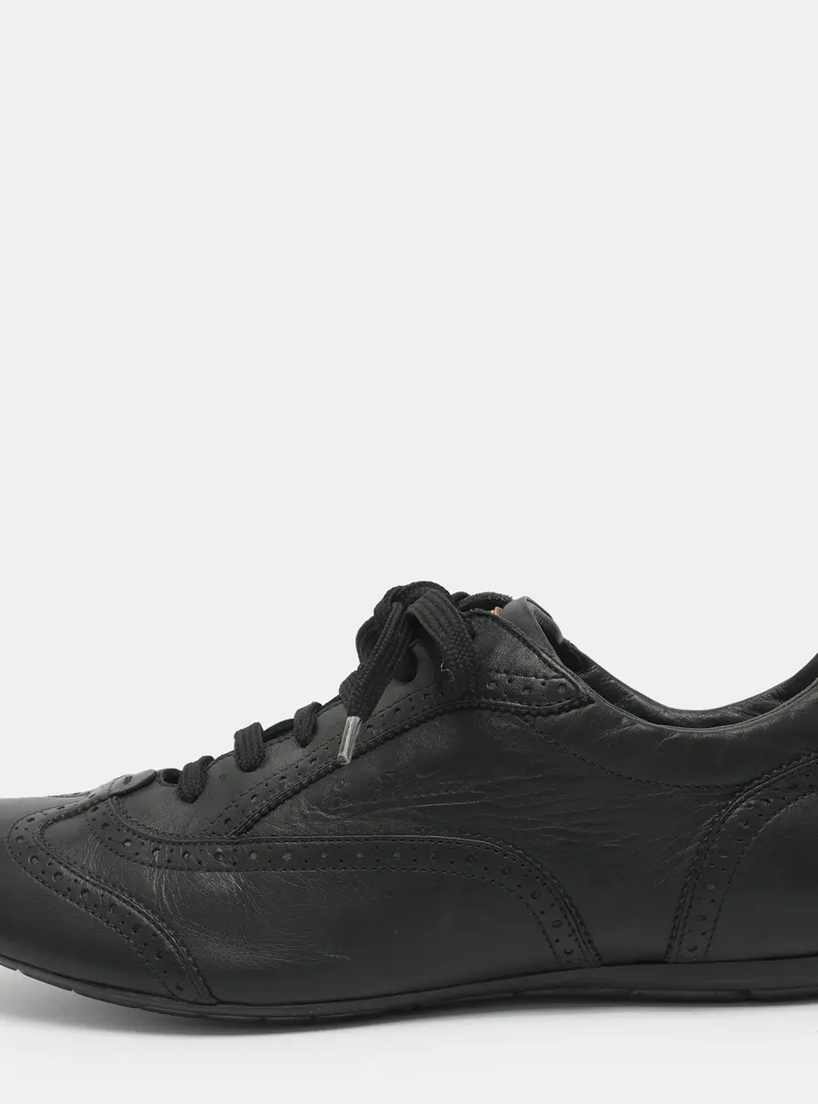 Louis Vuitton Size 42 Black Leather Brogues Low Top Sneakers
