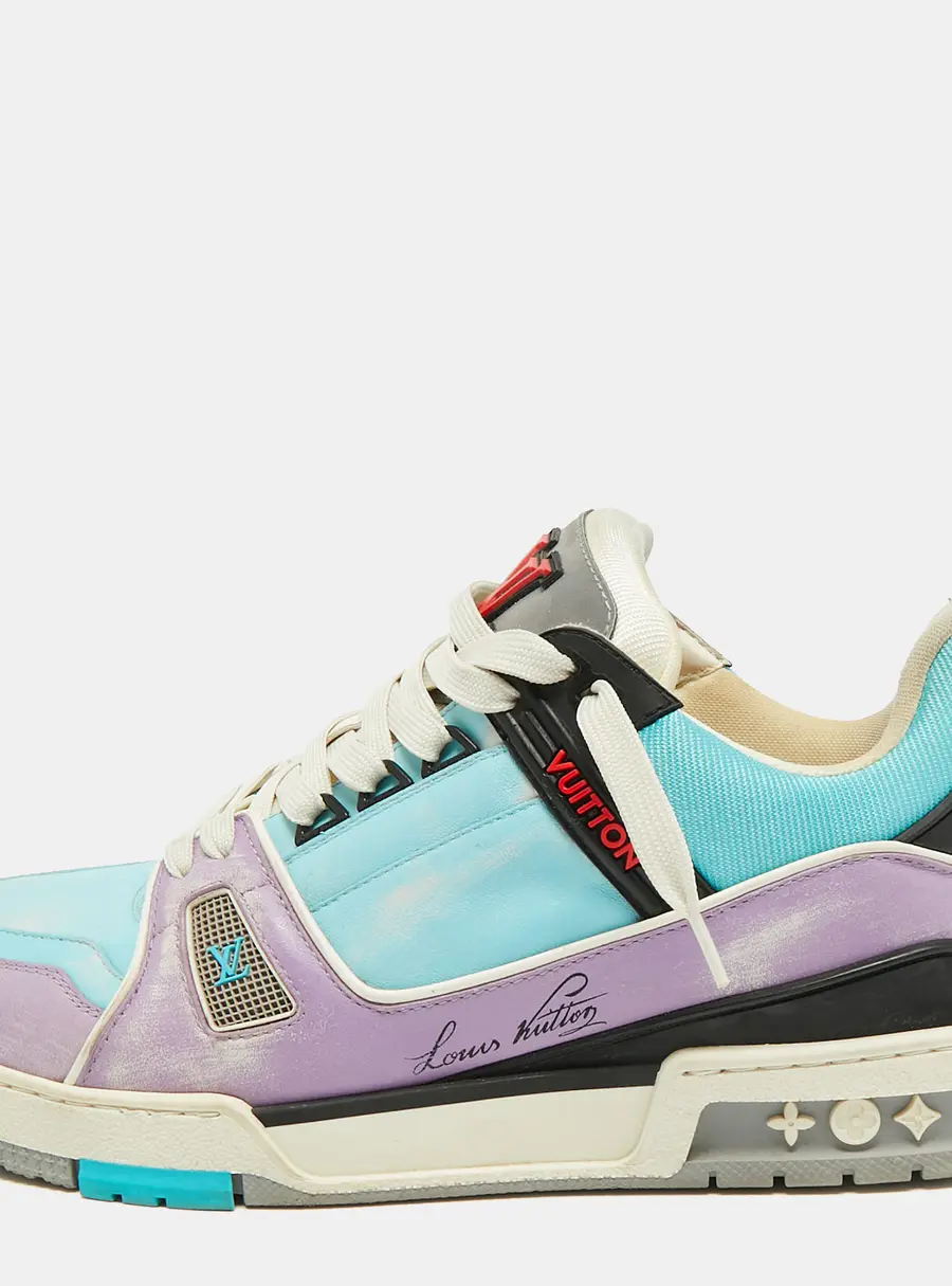 Louis Vuitton LV Trainer Size 42.5 Multicolor Leather and Fabric Low Top Sneakers