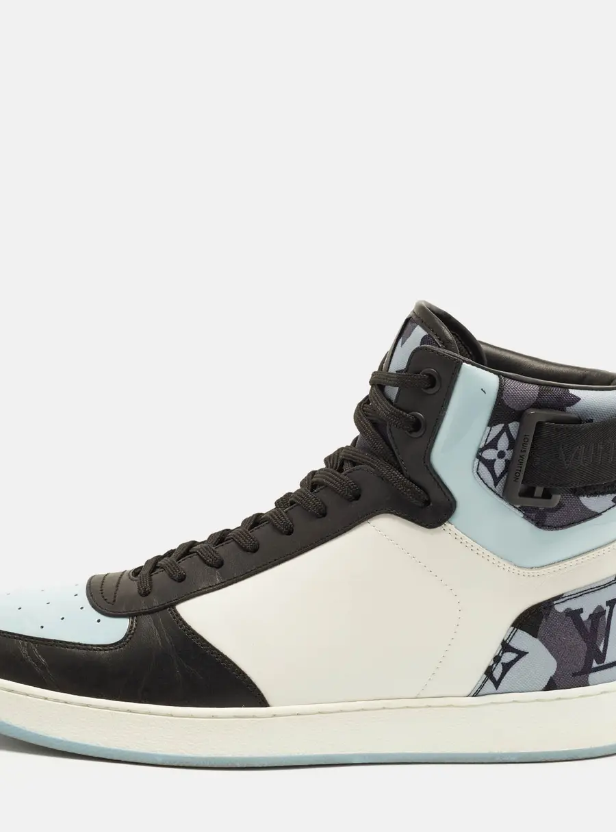 Louis Vuitton Rivoli Size 41.5 Multicolor Camouflage Canvas and Patent Leather High Top Sneakers