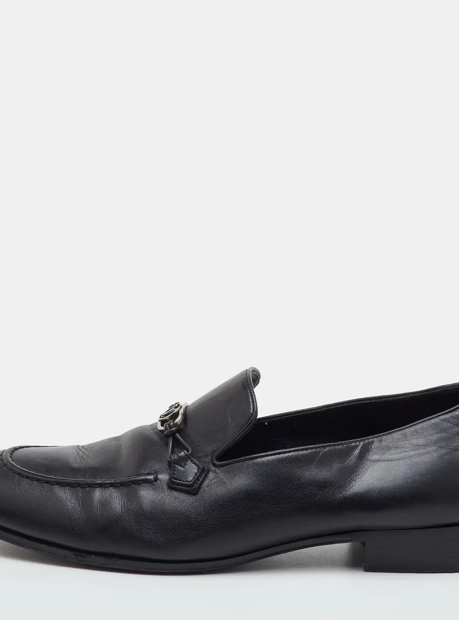 Louis Vuitton Size 42 Black Leather Slip On Loafers