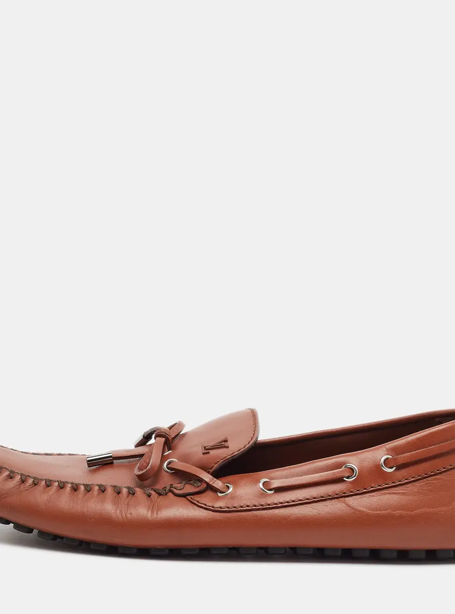 Louis Vuitton Arizona Size 46 Brown Leather Bow Driver Loafers
