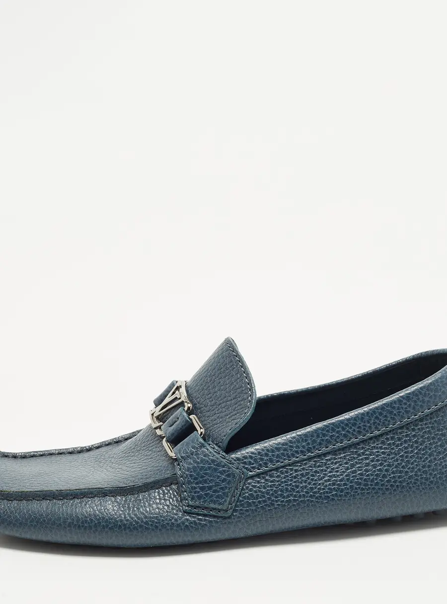Louis Vuitton Hockenheim Size 42.5 Blue Grained Leather Loafers