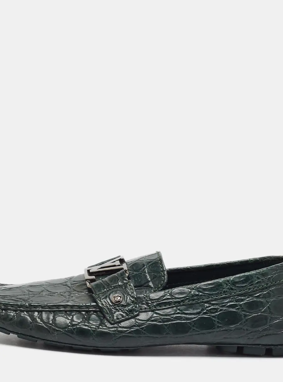 Louis Vuitton Monte Carlo Size 42.5 Green Crocodile Leather Loafers