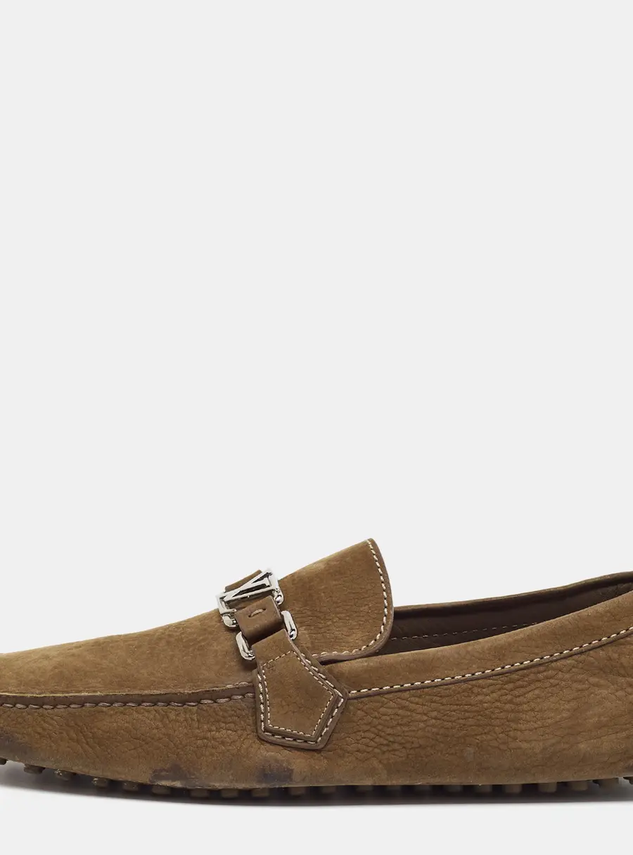 Louis Vuitton Hockenheim Size 42.5 Brown Suede Driver Loafers