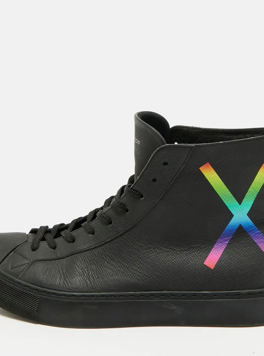 Louis Vuitton Rainbow Tattoo Size 43 Black Taiga Leather High Top Sneakers