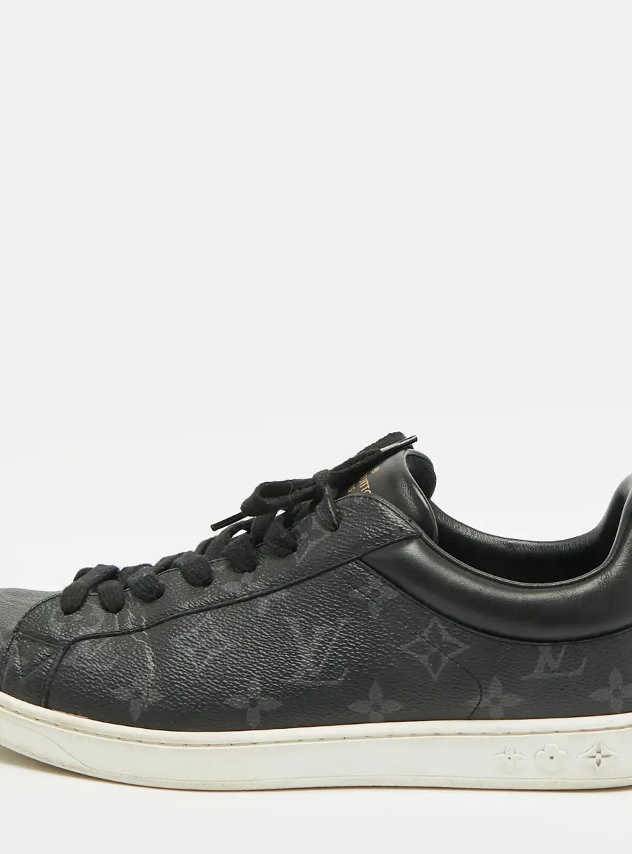 Louis Vuitton Eclipse Frontrow Size 42.5 Black Monogram Canvas and Leather Low Top Sneakers