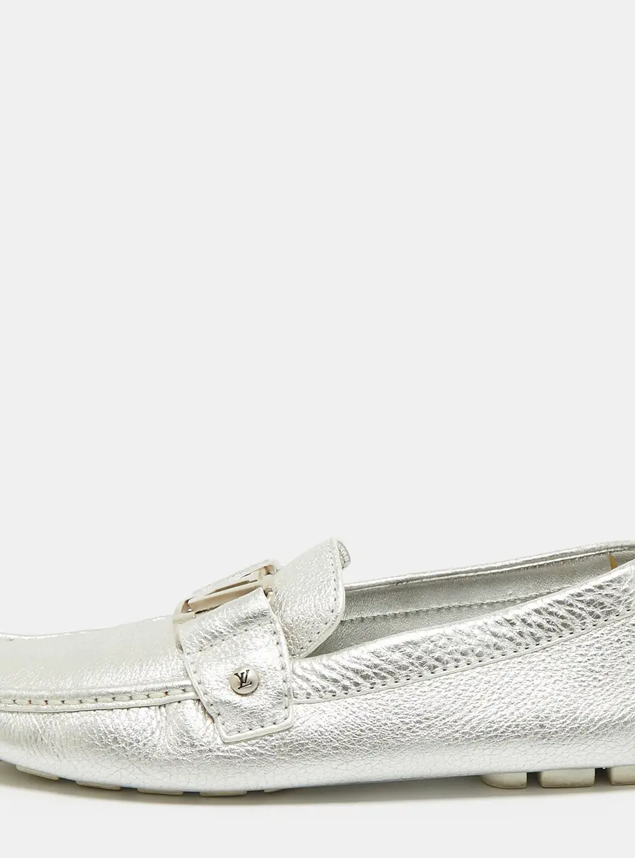Louis Vuitton Monte Carlo Size 40 Silver Leather Loafers