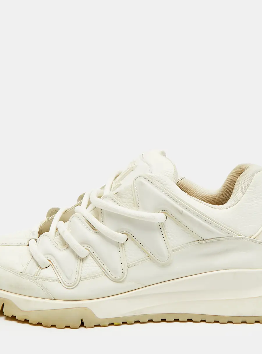 Louis Vuitton Zig Zag Size 43 White/Cream Leather Lace Up Sneakers