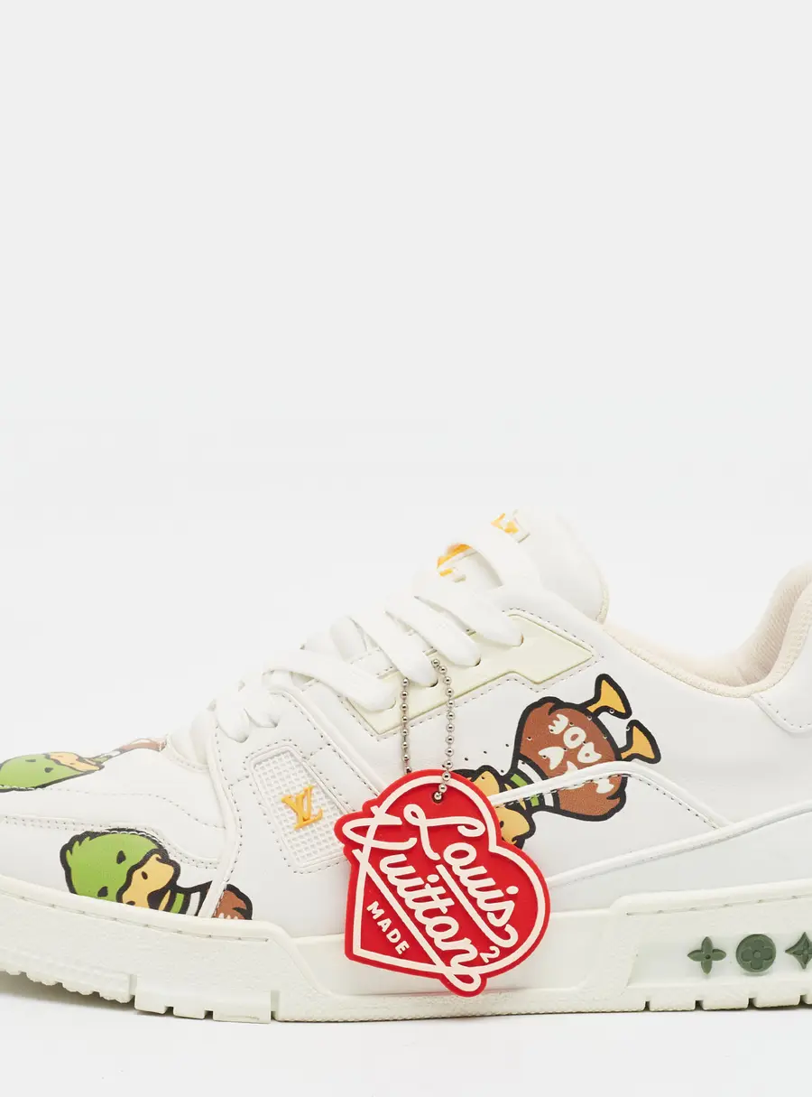 Louis Vuitton LV Trainer Nigo "Duck" Size 40 White Leather Lace Up Sneakers